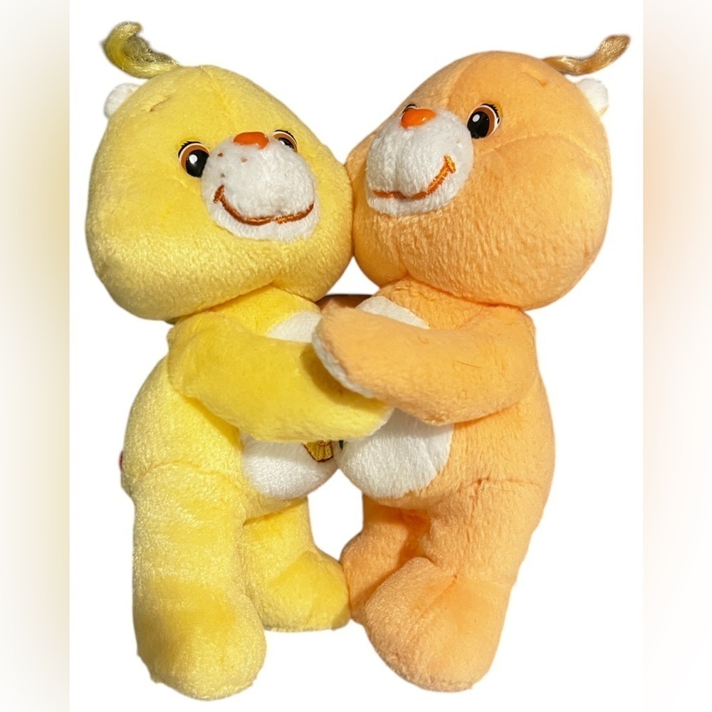 CareBears Cuddle Pair! Funshine Bear & Friend Bear Plush Vintage 2002